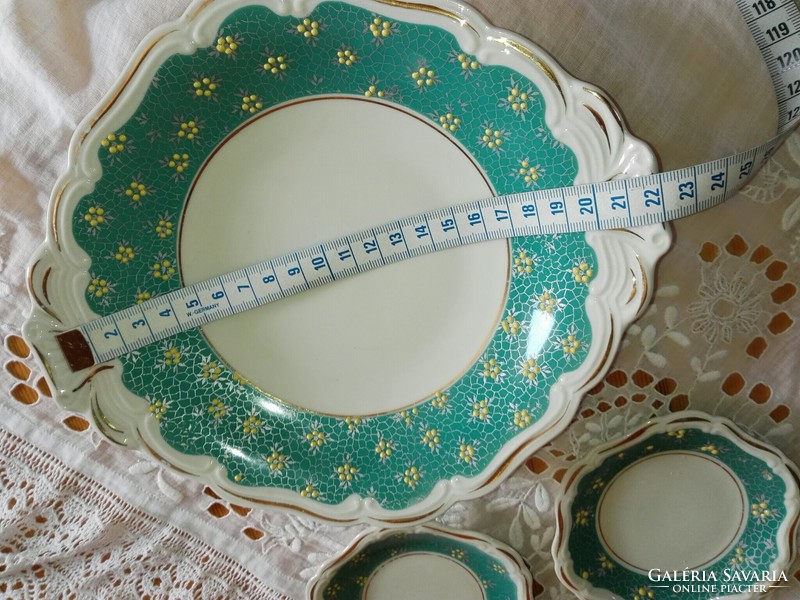 Rare, hand-painted turquoise porcelain offering.