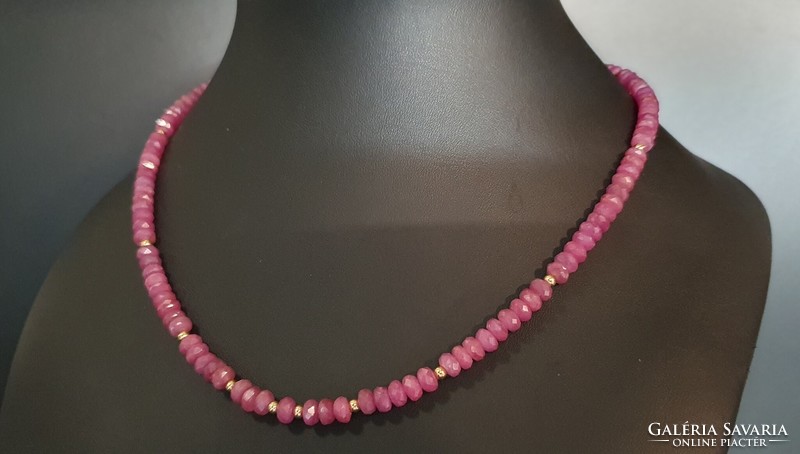 Faceted large ruby pearl string