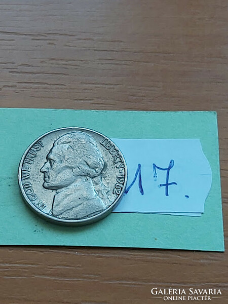 USA 5 cents 1962 / d, thomas jefferson, copper-nickel 17
