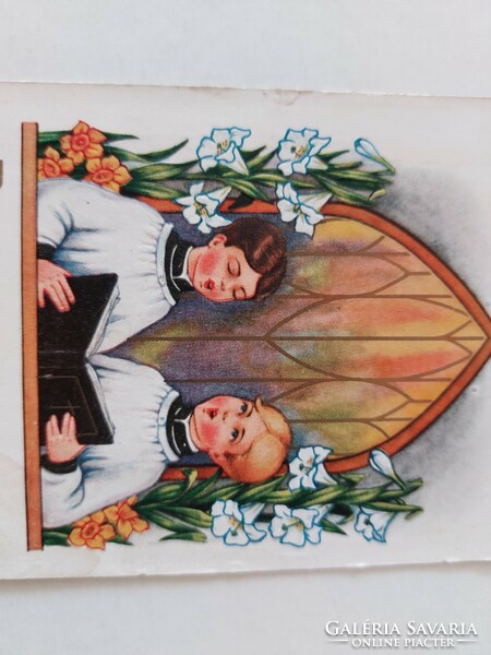 Old Easter postcard postcard with singing children