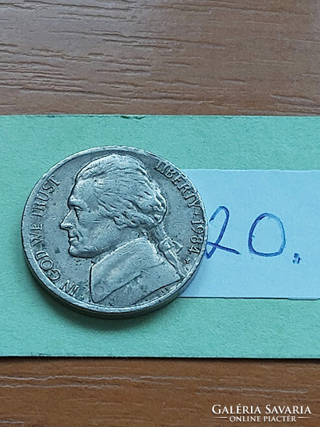 Usa 5 cents 1984 / p, thomas jefferson, copper-nickel 20