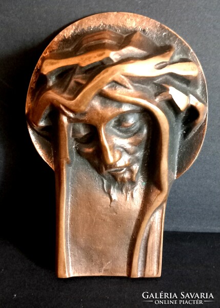 Bronze Jesus relief negotiable art deco