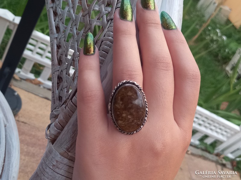Ezüst gyűrű valódi mátrixos  bronzit kővel!