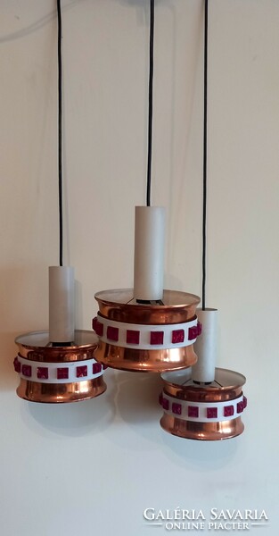 Vintage bronze ceiling lamp with burgundy stones is negotiable