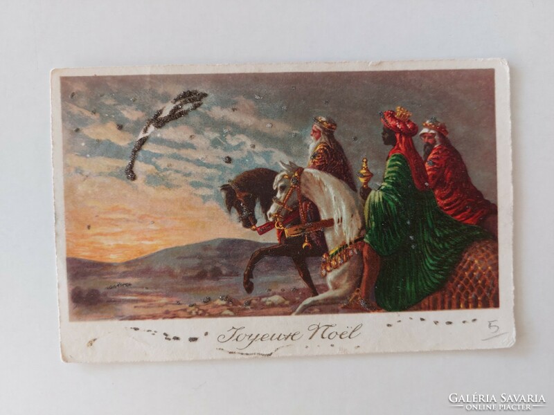 Régi karácsonyi képeslap levelezőlap Háromkirályok
