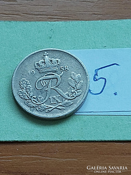 Denmark 10 öre 1958 copper-nickel, ix. King Frederick 5