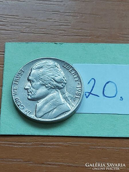 Usa 5 cents 1981 / p, thomas jefferson, copper-nickel 20