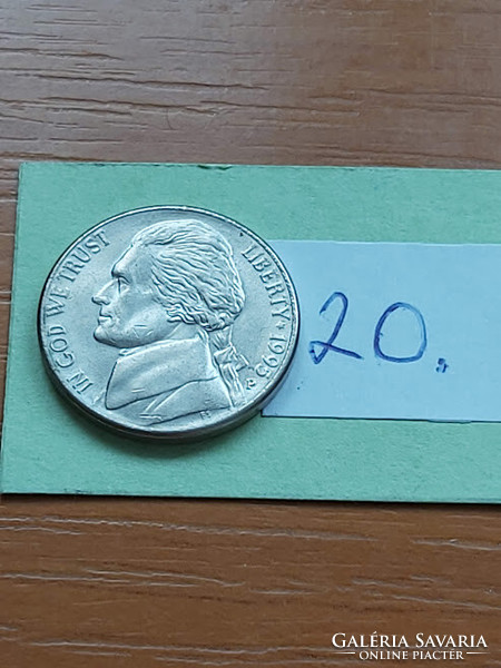 Usa 5 cents 1995 / p, thomas jefferson, copper-nickel 20