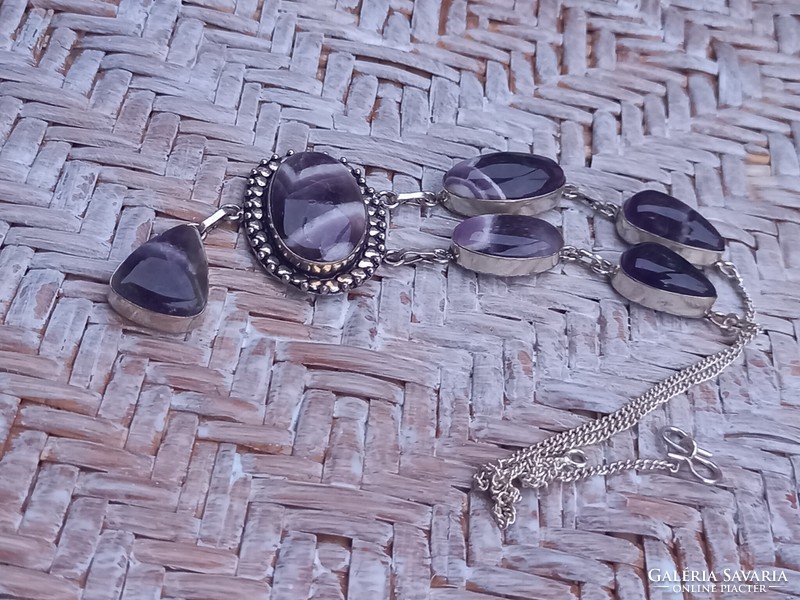 Silver necklaces with chevron amethyst stone!! A real specialty!