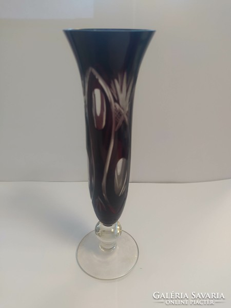 Small burgundy crystal vase