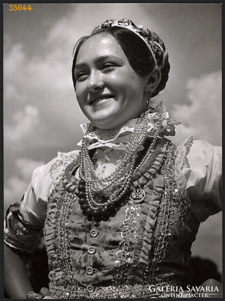 Larger size, photo art work by István Szendrő. Doroszló, Voivodeship, young woman in folk costume