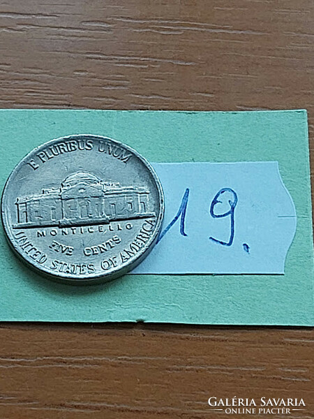 Usa 5 cents 1985 / p, thomas jefferson, copper-nickel 19