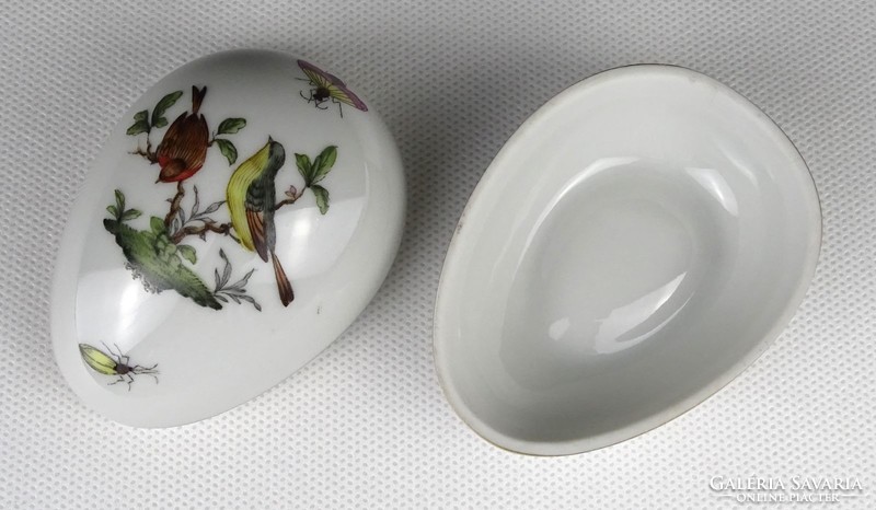 1N574 Herendi Rothschild mintás tojás alakú porcelán bonbonier