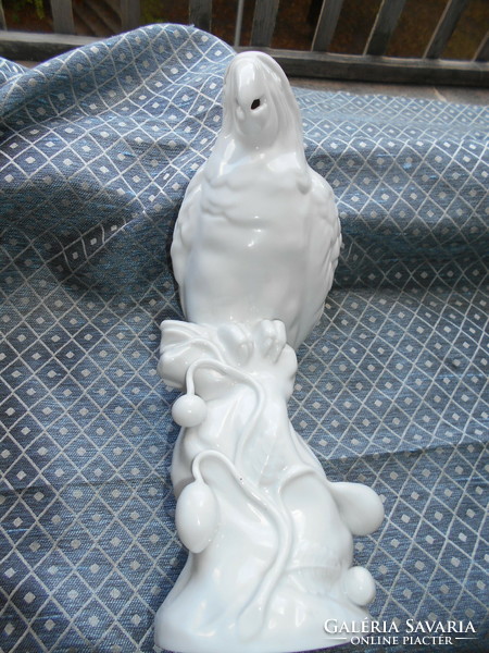 Herendi  papagáj figura.- fehér-festetlen  porcelán 25 cm