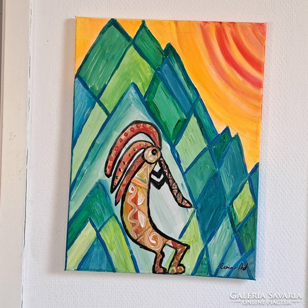 KOKOPELLI TÁNCA 30  X 40  CM-ES FESTMÉNY