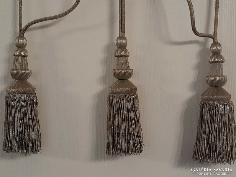 3 old metal fiber curtain ties with tassels, for sale together