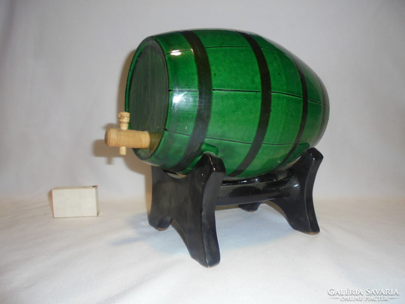 Retro glazed ceramic wine barrel, barrel