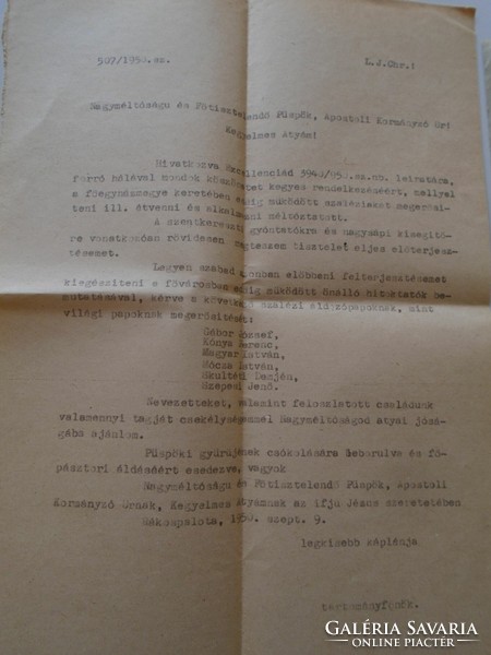 Za276.18 Barnabás Tost (Rosznyó) 1950 apostolic governor hejce (treasury)-litke big János-cancer palace