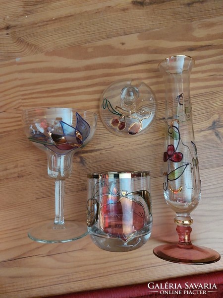 Hand-painted glass table set (3 pieces)