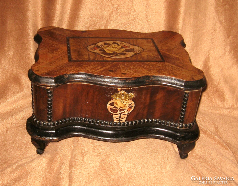 Antique turn-of-the-century wooden chest, storage gift box