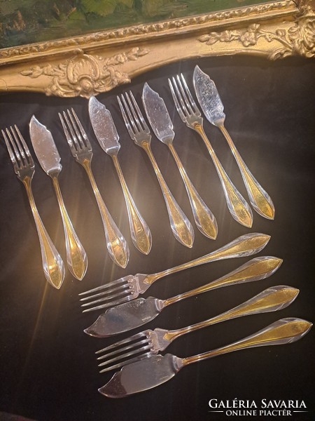 6 Personal fish set with gilded insert Gotthingen 20th century (2nd)