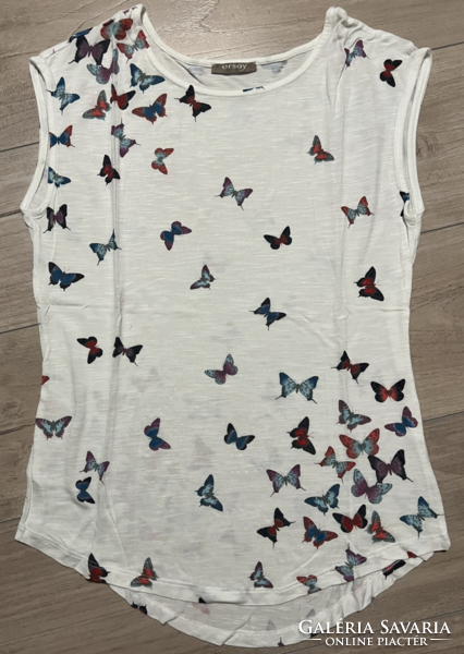 Orsay butterfly thin cotton top t-shirt on a white background