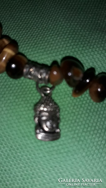 Oriental-style amber stone-beaded metal buddha figure bracelet according to the pictures k 14.