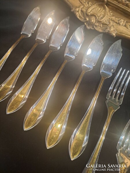 6 Personal fish set with gilded insert Gotthingen 20th century