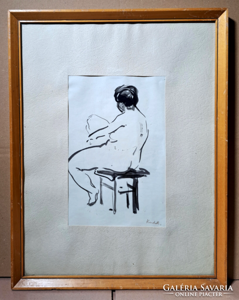 Akt (tus) Koszta Rozália gyulai festőművész - hátakt, egyedi alkotás