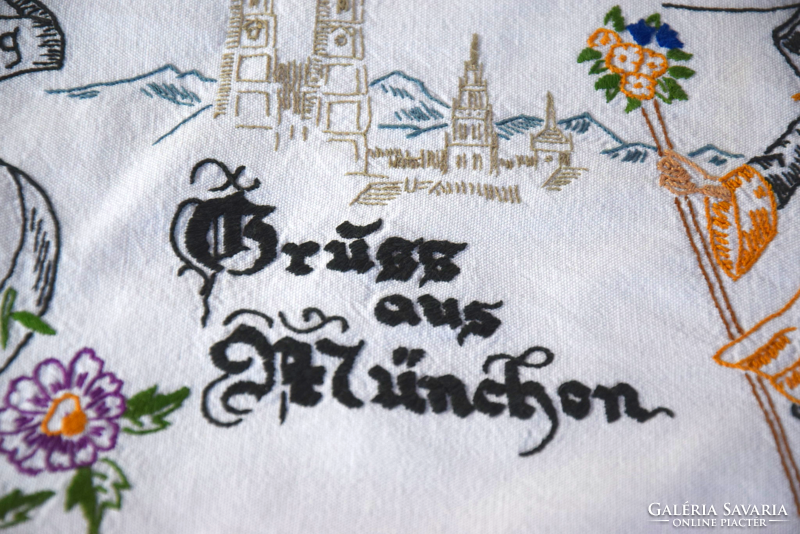 Old linen hand-embroidered cushion cover small cushion cover decorative cushion cover German inscription 45 x 36