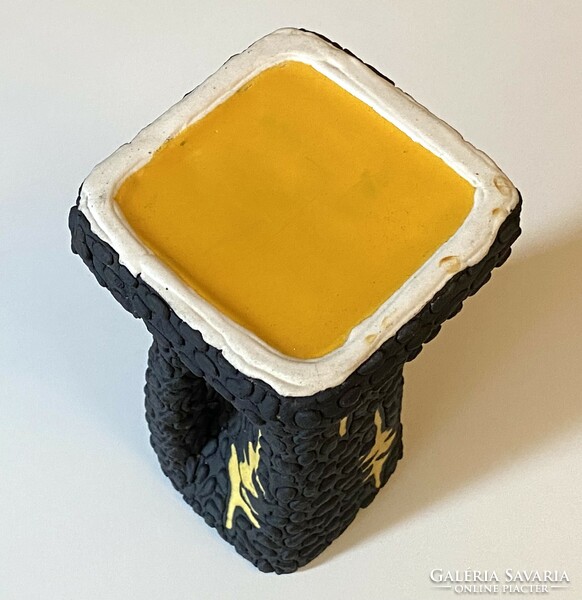 King-marked yellow black retro ceramic candle holder 21 cm