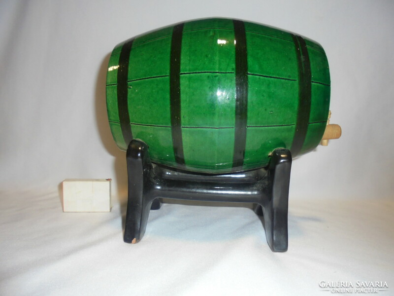 Retro glazed ceramic wine barrel, barrel