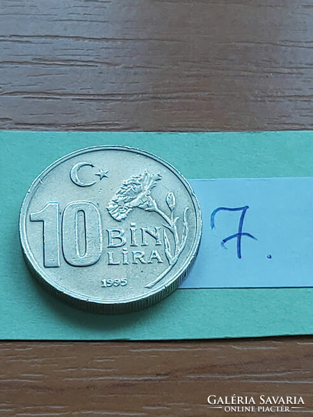 TÖRÖKORSZÁG 10 BIN (10.000) LÍRA 1995 SZEGFŰ, Copper-Nickel-Zinc (Cu-Ni-Zn)  7