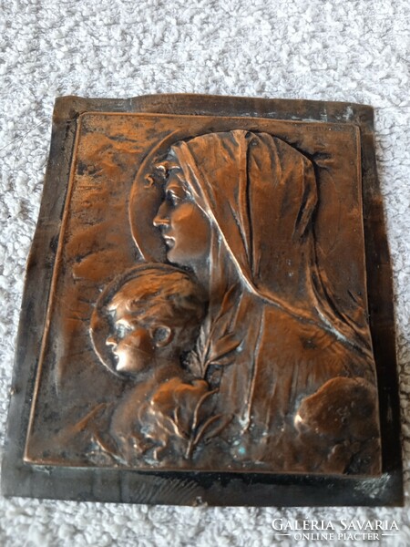 French Stiacny 1916 bronze sculpture Virgin and Child