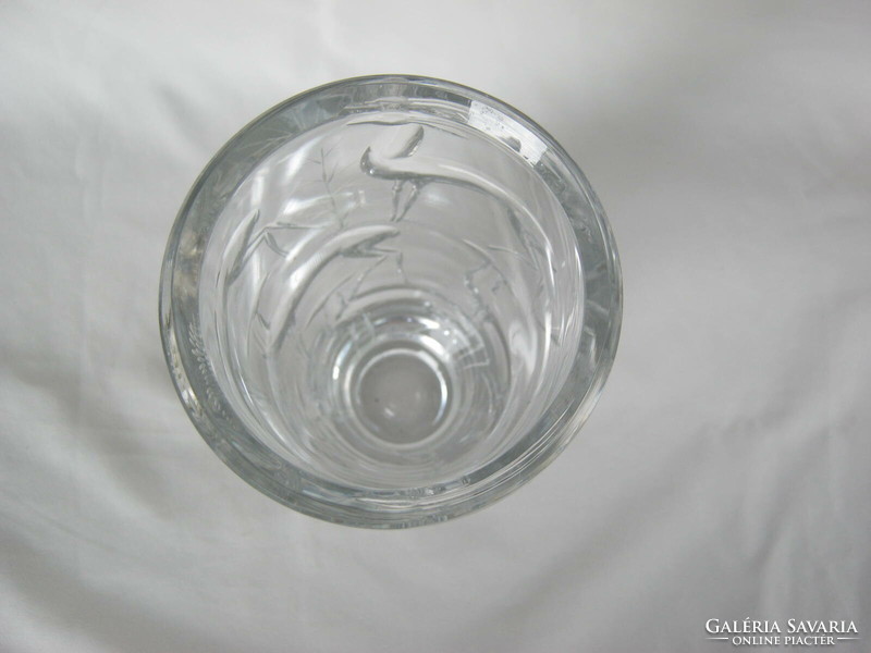 Jozef Svarc szignált ólomüveg metszett üveg váza súlyos 1,6 kg