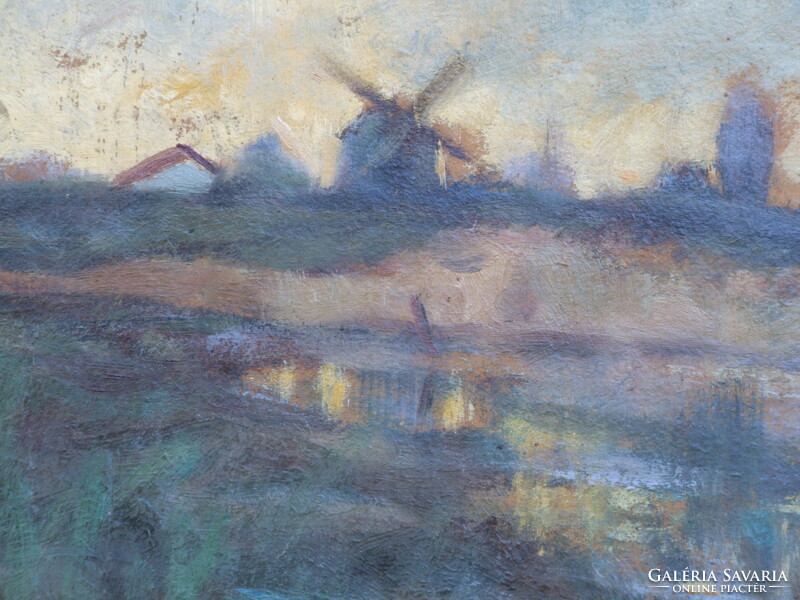 Miklós Csikós: windmill, oil painting (071125)