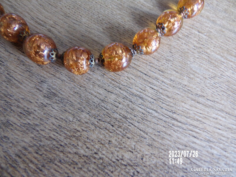 Vintage millefiori gold bead necklace