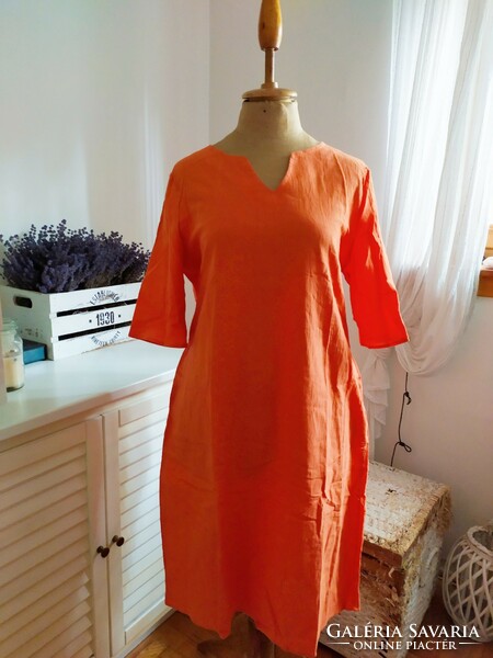 Linen dress for size 44-48 lagenlook style in layers