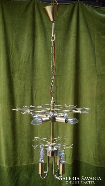Chandelier, deer lamp, 70's 80's 38 x 47 cm + 53 cm pendant with 8 arms