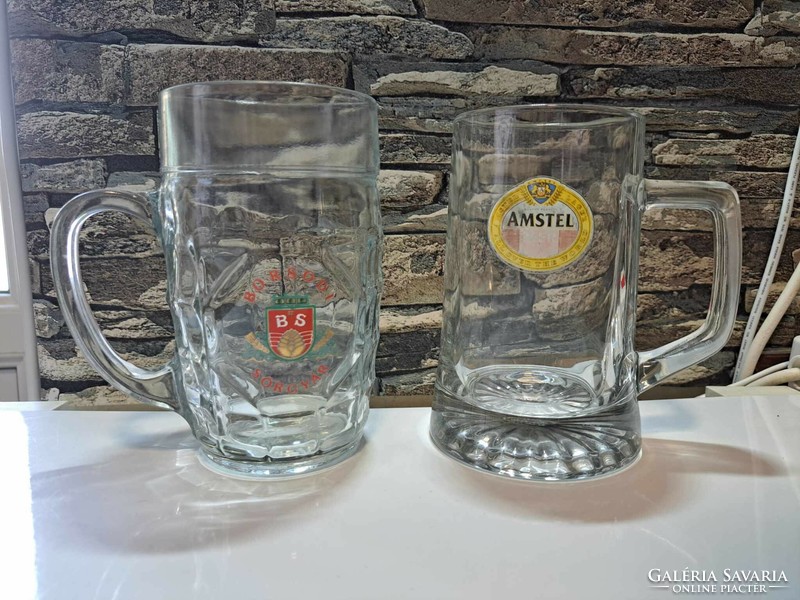 Eladó Amstel, Borsodi és két egyéb régi söröskorsó