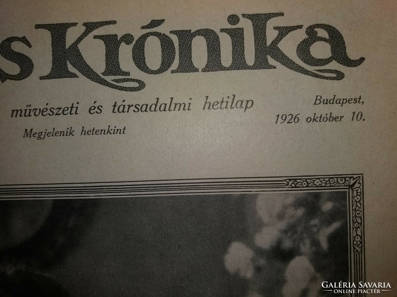 Antik 1926.V. 15. VIII. évfolyam "KÉPES KRÓNIKA " művészeti hetilap újság magazin képek szerinti