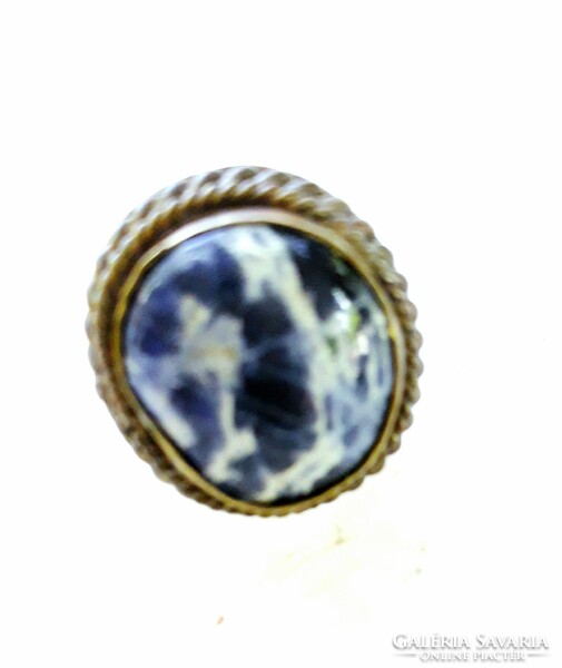Handmade sodalite mineral copper ring in antique style