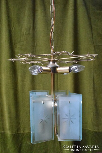 Chandelier, deer lamp, 70's 80's 38 x 47 cm + 53 cm pendant with 8 arms