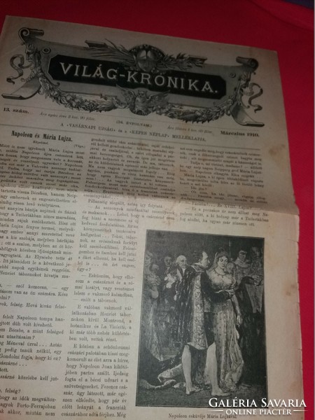 Antik 1910 .március 13. szám VILÁG KRÓNIKA újság magazin szép állapot képek szerint