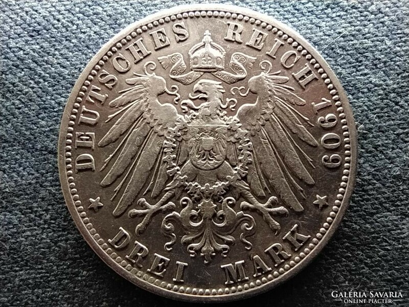 Német Államok Bajorország Ottó (1886-1913) .900 ezüst 3 Márka 1909 D  (id73302)