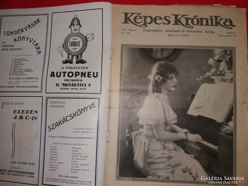 Antik 1926.V. 15. VIII. évfolyam "KÉPES KRÓNIKA " művészeti hetilap újság magazin képek szerinti