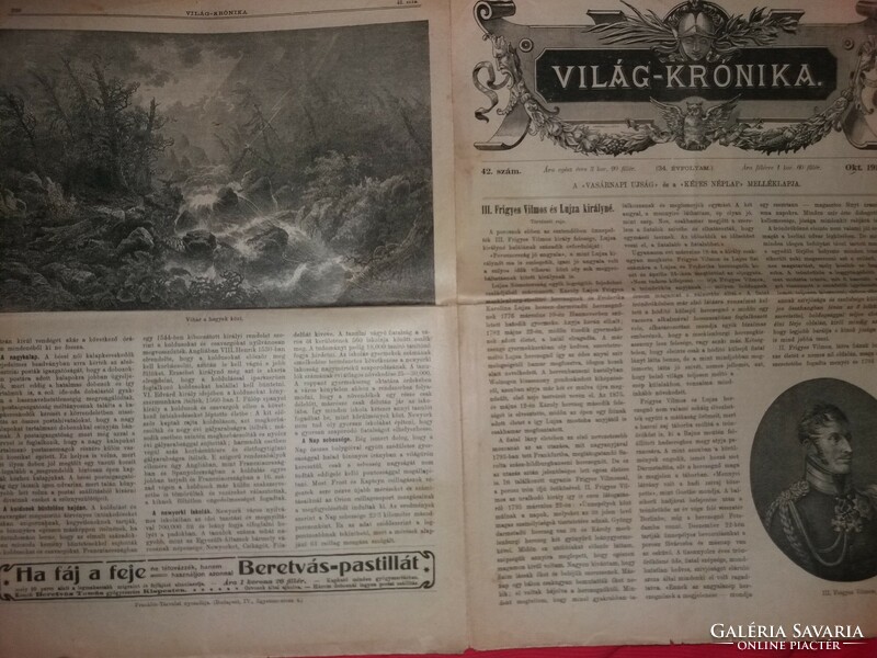 Antik 1910 .október 42. szám VILÁG KRÓNIKA újság magazin szép állapot képek szerint