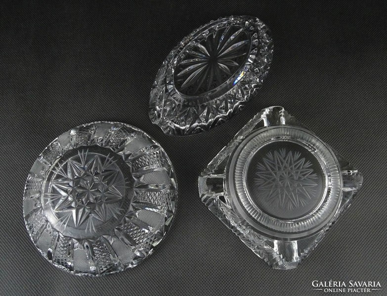 1N558 polished glass ashtray 3 pieces