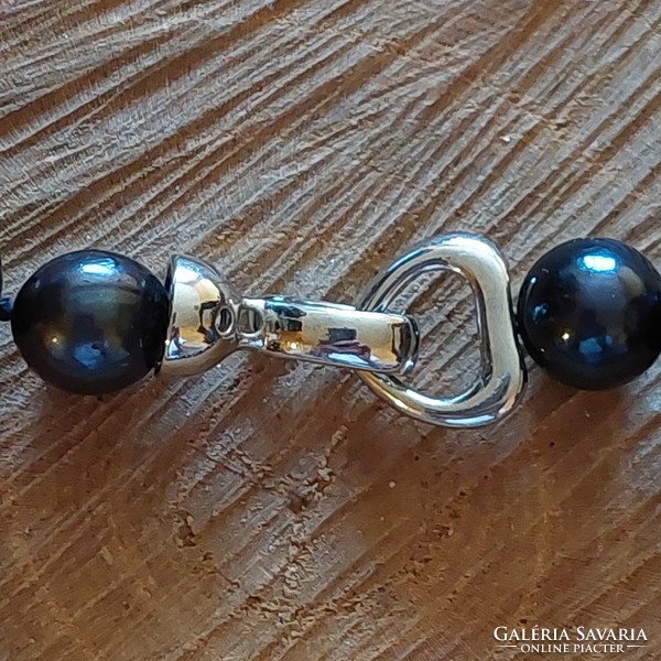 Beautiful black genuine cultured pearl necklace with special stainless steel clasp