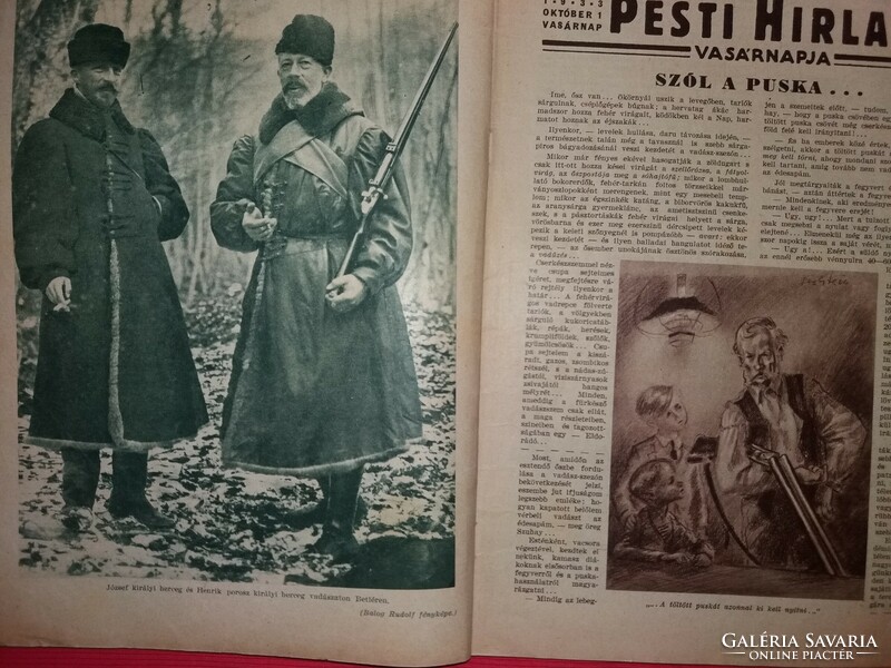 Antik 1933.10. 01. 55. évfolyam" PESTI HÍRLAP VASÁRNAPJA "újság magazin szép állapot